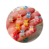 Accessoires en résine transparente en forme d'ours de dessin animé à dos plat pour scrapbooking et décoration de coques de téléphone portable