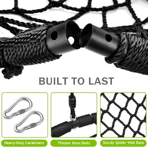 Zoshine Bestseller Sicherheitsgeprüftes 40-Zoll Outdoor-Netzschaukel Schwarz Extra Starkes Spinnennetz-Design für Hinterhof und Garten - Product Image 4