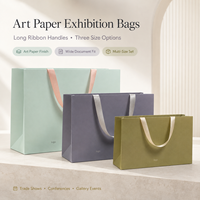 Sacs shopping en papier d'art imprimés sur mesure avec logos et poignées en ruban long pour les expositions, les salons professionnels, les conférences, les cadeaux promotionnels