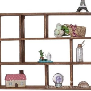 Wooden <b>Wall</b> <b>Display</b> Rack 3 Tier Grid Storage Shelf Freestanding Rectangle Multipurpose Home Decoration - Product Image 3