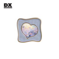 Cadre photo en alliage d'aluminium émaillé de luxe DX Designs, en forme de cœur ondulé, pour cadeau d'anniversaire de mariage