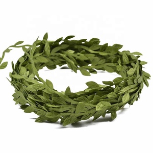 Hojas de seda de 10 metros, hojas verdes artificiales hechas a mano, decoración de boda, corona DIY, hojas de sauce artificiales, guirnalda de tela, rata - Product Image 1