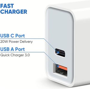 20W USB C Wall Charger <b>Block</b> Dual Port PD Power Adapter Fast <b>Charging</b> <b>Block</b> for Mobile Phones - Product Image 2