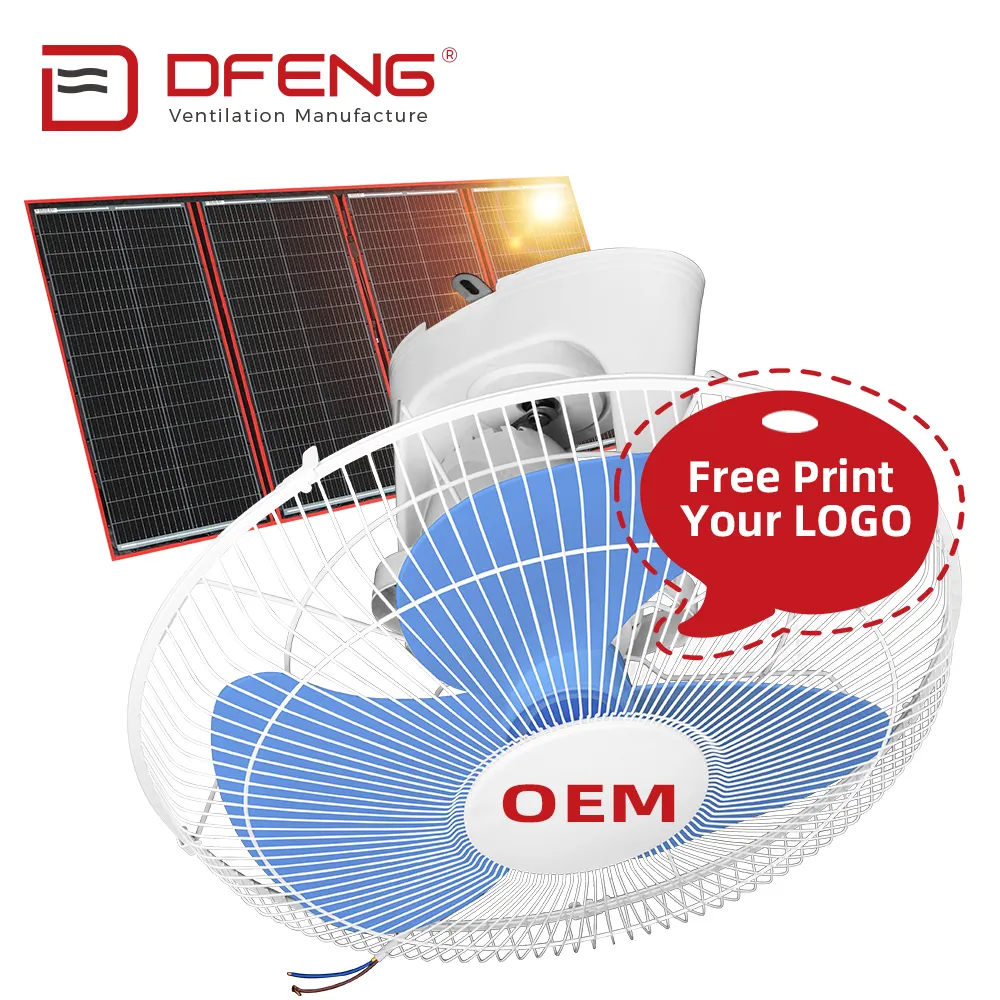 Fábrica DEFENG 12V con panel ventilador de 8 pulgadas para sala de estar y cubierta de parrilla de metal ventilador de órbita solar