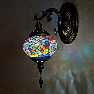 Sensmuel grosir kaca berwarna kustom, mosaik Turki, <span class=keywords><strong>kit</strong></span> DIY lampu dinding <span class=keywords><strong>LED</strong></span> <span class=keywords><strong>Retro</strong></span> Eropa - Product Image 5