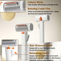 Brosse à poils pour animaux de compagnie FURRIVO auto-nettoyante en ABS, peigne à démêler en un clic pour chats et chiens à poils longs/courts
