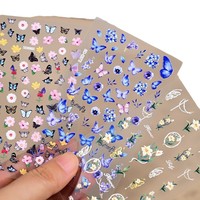 5D en relief Sakura fleur Nail Art autocollants lavande/Rose/feuilles ongles décalcomanies printemps fleur fleur manucure décoration
