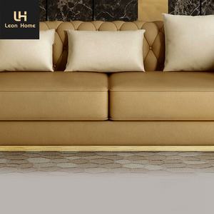 الرجعية نمط nubuck الجلود الأريكة زر أريكة الظهر تصميم أريكة جلدية الملكي أريكة الزفاف مجموعة - Product Image 3