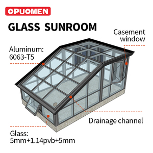 Hiệu suất cao hồ quang phẳng đa giác mái cấu trúc Nhiệt Cách Nhiệt Kính Patio khung nhôm tùy chỉnh sunroom - Product Image 5