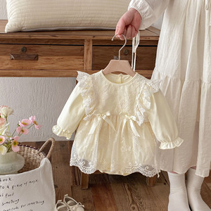 Abbigliamento per Neonati Primavera e Autunno Body per Bambina Vestito Principessa in Pizzo Tutina a Maniche Lunghe per Bambina - Product Image 2