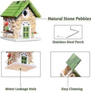Nueva resina creativa artesanía decorativa casas <span class=keywords><strong>de</strong></span> piedra casas <span class=keywords><strong>de</strong></span> pájaros casas <span class=keywords><strong>de</strong></span> piedra hogar patios perchas <span class=keywords><strong>de</strong></span> árboles al aire libre - Product Image 4