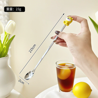 Cuillère à café créative en acier inoxydable épaissi, motif animal mignon, pour mélanger les cocktails, cuillère à glace, cuillère de bar