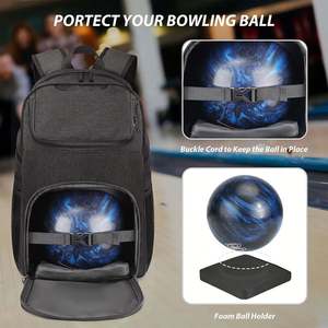 Mochila Moderna Informal de Nailon para Bolas de Boliche con Cierre de Cremallera para una Sola Bola y Compartimento para Zapatos Acolchado con Espuma - Product Image 5