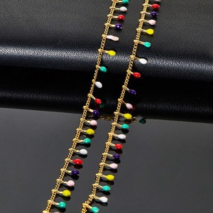 Collier en acier inoxydable coloré à petites gouttes, chaîne perlée émaillée, collier ras-du-cou élégant, accessoires de fabrication de bijoux - Product Image 4