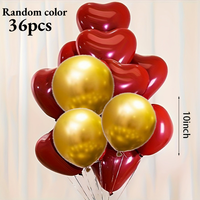 36 ballons d'amour de couleurs aléatoires et ballons dorés, adaptés aux anniversaires, mariages, Saint-Valentin, saison des diplômes