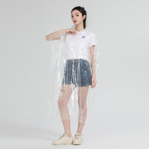 Disposable <b>Rain</b> <b>Poncho</b> For Adults PE Material With Hood And Elastic Cuffs Travel Outdoor Use - Product Image 4