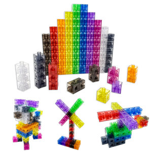 Cubes de liaison translucides - Jouet de construction pour les mathématiques précoce - Ensemble de 100 - Jouet de table lumineuse - Apprentissage primaire + préscolaire - Product Image 1