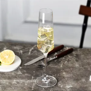 FAWLES Conjunto de copos globet transparente para vinho e champanhe, copo de cristal com logotipo personalizado de 218ml, best-seller da Amazon, produtos vidreiros feitos à máquina