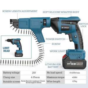 Electric Chain <strong>Gun</strong>, Lithium Battery Automatic <strong>Screw</strong> <strong>Gun</strong>, Portable <strong>Plasterboard</strong> Brushless Nail <strong>Gun</strong>, Chain <strong>Screw</strong> <strong>Gun</strong> - Product Image 3