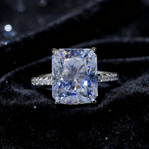 Meilleure <span class=keywords><strong>Vente</strong></span> Bague de Fiançailles et de Mariage pour Femme en Argent 925 avec Moissanite Complète de 5 <span class=keywords><strong>Carats</strong></span>, Coupe Radieuse Carrée, Couleur D, Clarté VVS, Style Classique - Product Image 2