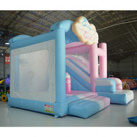 Castillo Inflable Personalizado con Temática Rosa y Azul para Niño o Niña, Casa de Brinco Inflable Comercial para Revelación de Género, Uso en Exteriores y Negocios