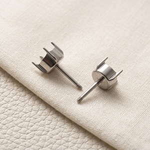 Zoryn 001 <b>Titanium</b> Alloy Electroplated Unisex Earring <b>Stud</b> Settings Four-Claw External Thread Blank DIY Accessories Factory - Product Image 1