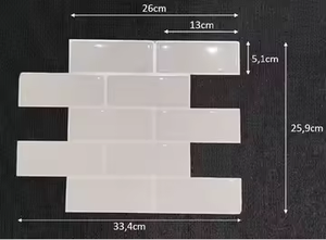 Motif de brique blanche Carrelage mural pelable et autocollant mural imperméable et résistant à l'huile pour la décoration intérieure - Product Image 3