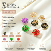 JFRB098 Kancing Logam Bentuk Bunga Kristal Lepas Pasang untuk Wanita, Penutup Kancing Baju, Gaun Pengantin