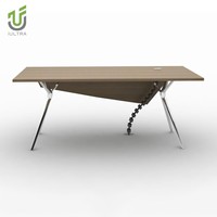 Bureau de direction moderne en placage iULTRA pour bureau commercial avec armoire de rangement intégrée