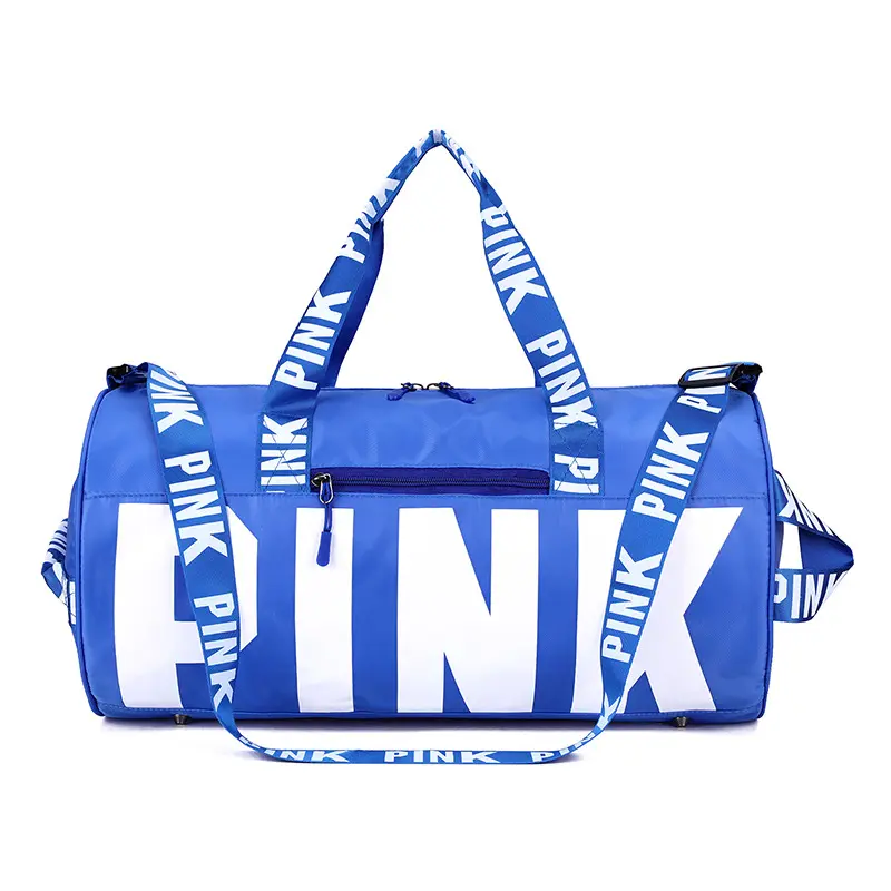 Borsa da viaggio da donna personalizzata di lusso con LOGO con cerniera impermeabile in Nylon impermeabile rosa design borsone