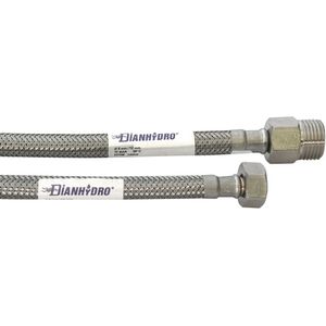 Tuyau flexible en acier inoxydable et laiton de 40 cm, finition chromée moderne, MF 3/8 X 1/2 pour salles de bain, toilettes et douches - Product Image 1