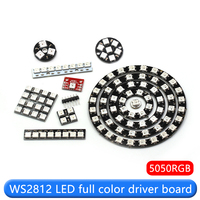 Module de matrice d'anneaux LED RVB adressables WS2812 WS2812B 5050, 1, 3, 4, 7, 8, 12, 16, 24 LED