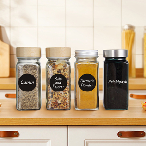 Barattolo <span class=keywords><strong>per</strong></span> <span class=keywords><strong>Spezie</strong></span> in Vetro Quadrato da 120ml con Coperchio Dosatore ed Etichetta - Product Image 1