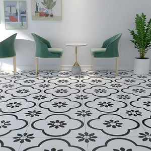 Carreaux de sol en céramique mate, style nordique géométrique, imitation brique antique, patchwork <span class=keywords><strong>noir</strong></span> et blanc, 600x600, antidérapants, pour salon, cuisine, salle de bain - Product Image 3