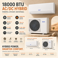 Climatiseur hybride solaire 18000 BTU à onduleur DC mural, ensemble complet, refroidissement, chauffage, batterie de secours, WIFI, usage domestique