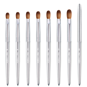 Pinceau à ongles 100 % poils de Kolinsky purs, manche en métal argenté, forme liner, virole sertie, tailles 2 à 18, pour poudre acrylique - Product Image 1