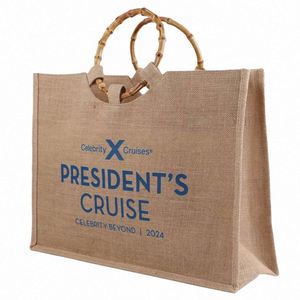 Bolsa de Yute Portátil Personalizada Profesional con Asa de Bambú para Compras - Product Image 3