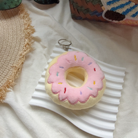 Porte-clés en peluche Donut Crème Rose, Pendentif Sac en Forme de Pain Mignon, Accessoire Ornemental Suspendu Doux et Adorable