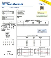 TC4-1T+ SMD 0.5-300MHZ 1:4CT 50Ω Transformador Balun RF Balanceado-Desbalanceado