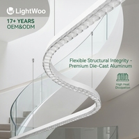 Nouvelle arrivée, luminaire linéaire en cristal architectural LED, connexion sans soudure, 110 lm/W, 3 CCT réglables, luminaire suspendu pour escalier, design exquis