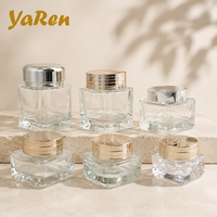 Vente en gros de pots à crème carrés transparents personnalisés de 15g, 20g, 30g, 50g, 70g, 100g, pot à crème pour les yeux en verre de haute qualité résistant à la corrosion