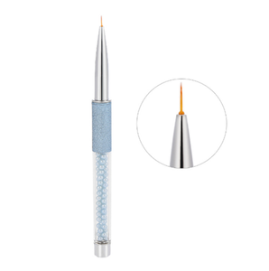 Pinceau à ongles professionnel avec manche décoré de perles bleues, logo personnalisé, pour la peinture au gel et la manucure - Product Image 4