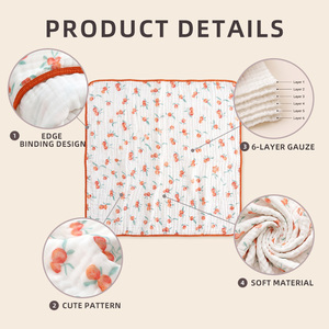 Couverture Bébé en Gaze Bulle 6 Couches Toutes Saisons, Douce en Coton Bambou, Série Fruits, Couverture d'Emmaillotage pour Nouveau-né, Literie Enfant - Product Image 3