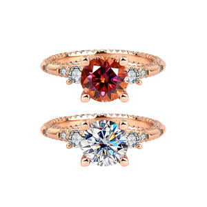 SPJ Low MOQ Personalizado S925 Anillos de boda de plata esterlina Chapado en oro rosa 2ct Lab Diamond Solitaire Moissanite Ring para mujer - Product Image 1