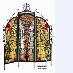 Paravent en verre Tiffany à motif de roses, pliable en trois parties, 47''*59'', artisanal, durable, pour la décoration de villa - Product Image 6