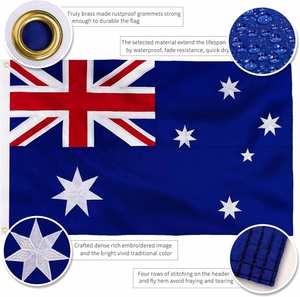 Drapeau australien 3x5 pieds, double face, résistant, en nylon/polyester 200D, étoiles brodées, ourlet à 4 points de couture - Product Image 4
