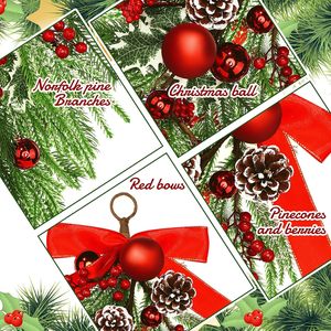 New Popular Christmas Garland Hanging Eco-friendly Artificial Wreath with Red Ball and <b>Pinecone</b> Decor for Holiday Home Decor - Product Image 6