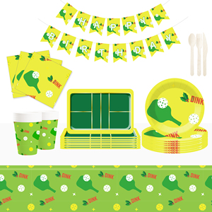 DAMAI Sport Themed Kids Birthday Party Supplies Pickleball Element <b>Disposable</b> Party <b>Tableware</b> Set Paper Napkins Cups Plates 11.5 - Product Image 3