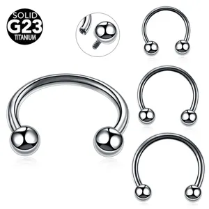 G23 Titanium Horseshoe Septum Piercing Hidung Bibir Cincin Tulang Rawan Telinga Helix 6-10Mm BCR Circular Barbel Body Piercing 16G