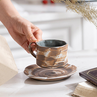 Livraison gratuite, tasse à café souvenir de style japonais, logo, céramique faite à la main, façonnée à la main, 215 ml, boîte cadeau, tasse à thé créative, soucoupe